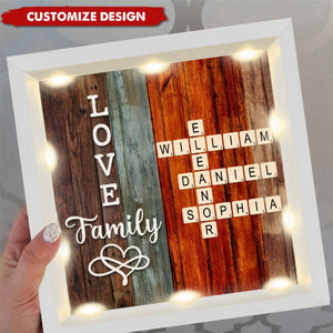 Personalized Family Crossword Art - Created In A Moment, Treasured Forever Shadow Light Box