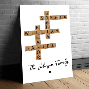 Family Crossword Art - Created In A Moment, Treasured Forever Personalized Poster