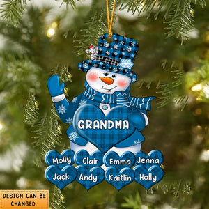 Colorful Christmas Snowman Grandma Mom Little Heart Kids- Personalized Ornament