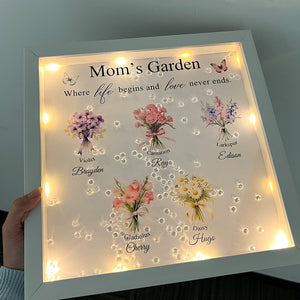 Customized Mom's Garden Birth Flower Light Frame Box