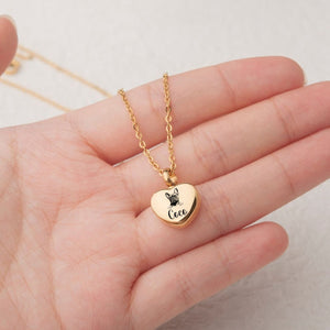 Personalized Tiny Heart Cremation Ash Urn Pendant Necklace Memorial Gift For Dog/Pet Lovers