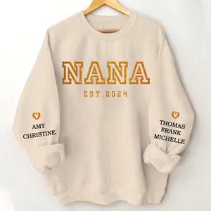 Personalized Mama Grandma and Kids Glitter Heart Sweatshirt