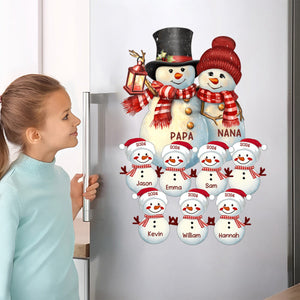 Couple Snowman Christmas Grandma Grandpa With Grandkids Personalized Decal