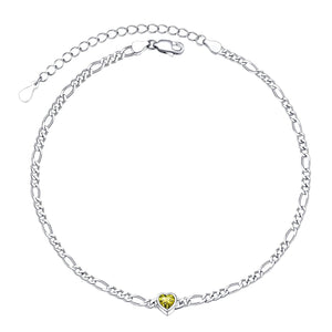 Personalized Heart Birthstone Anklet for Women