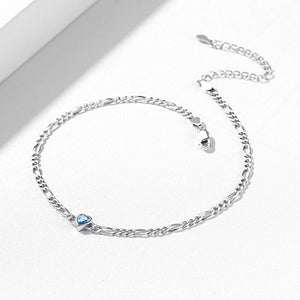 Personalized Heart Birthstone Anklet for Women