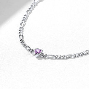 Personalized Heart Birthstone Anklet for Women