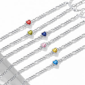 Personalized Heart Birthstone Anklet for Women