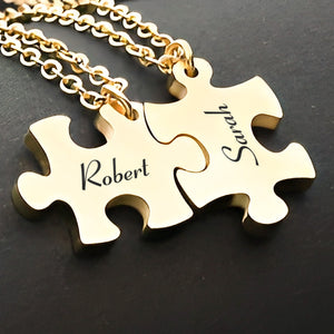 You Are The Missing Piece Of My Life - Personalized Engraved Puzzle Necklace Couple Gifts