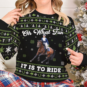 Personalized  Photo Gifts For Horse Riding Lovers Ugly Sweatshirt