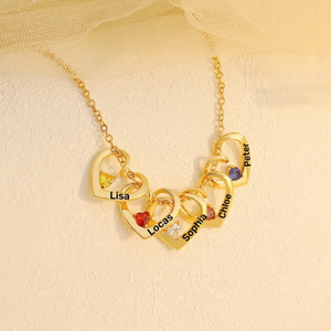 Personalized 1-5 Heart & Name Pendants Necklace