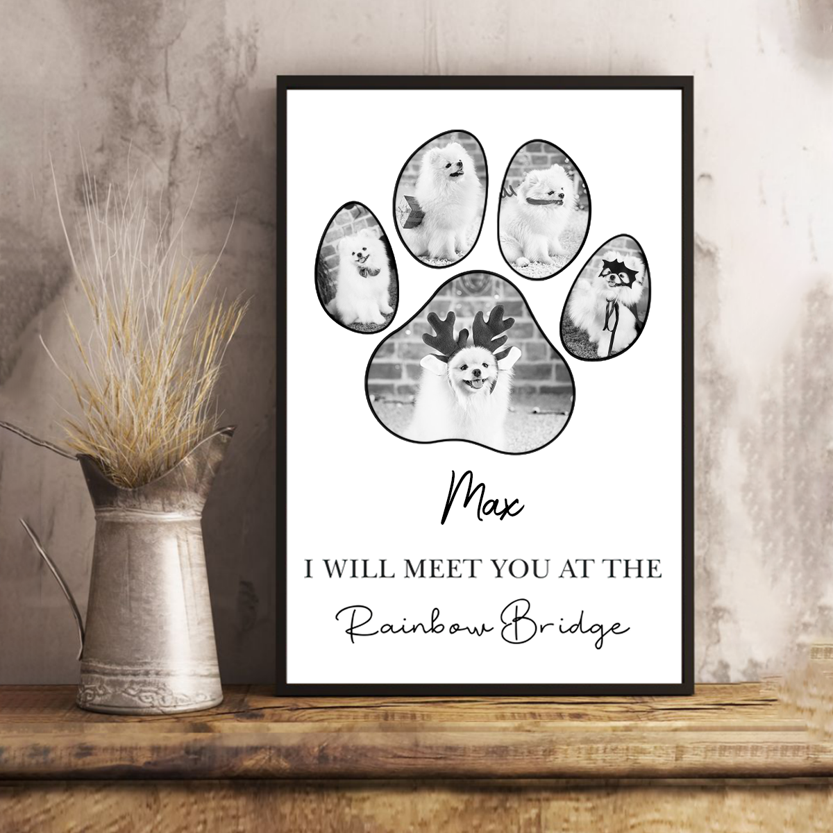 Personalized Dog Paw Photo Collage Canvas Print