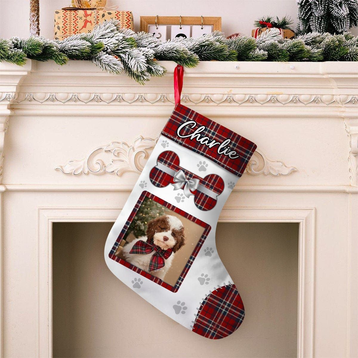 Personalized Photo Cute Dog Christmas Stocking