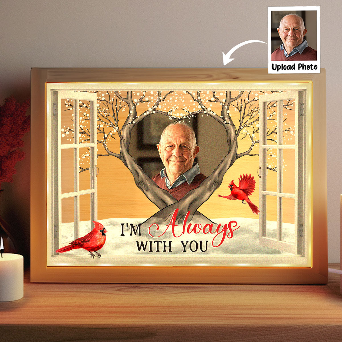 I'm Always With You Cardinal Bird - Personalized Photo Frame Light Box