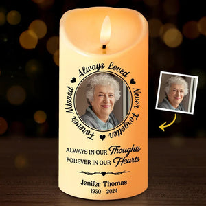 Always In Our Thoughts - Memorial Personalized Custom LED Candle