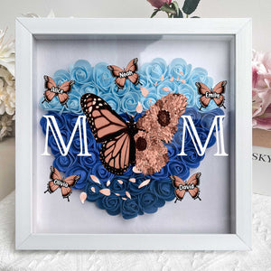 Personalized Mom Butterfly Flower Shadow Box