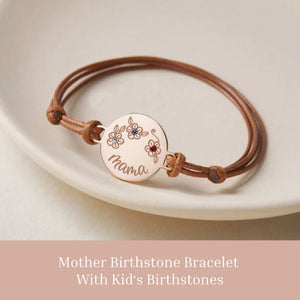 Personalized Mom Grandma Flower Bracelet With Kid's Birthstones