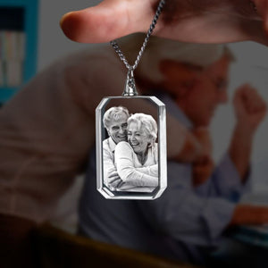 Personalized I Will Carry You With Me Until I See You Again Transparent Photo Memorial Necklace