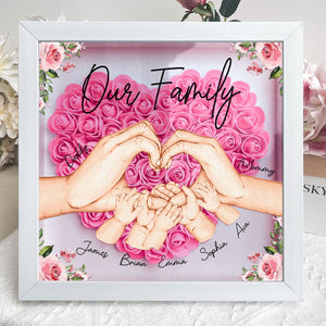 Personalized Our Family Hands Flower Shadow Box