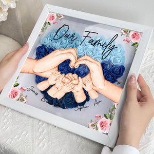 Personalized Our Family Hands Flower Shadow Box