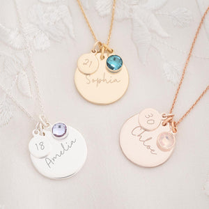 Personalized Birthstone Name Necklace Photo Gift Set