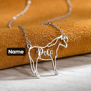 Personalized Horse Breed Necklace with Cursive Name