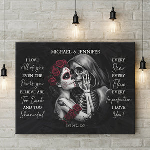 Personalized Sugar Skull Couple I Choose You Canvas Poster