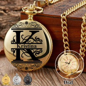 Personalized Letter Name Engraved Pocket Watch