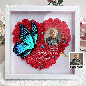 Personalized Memorial Your Wings Were Ready Flower Shadow Box