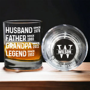 Personalized Husband Father Grandpa Legend Rock Glass