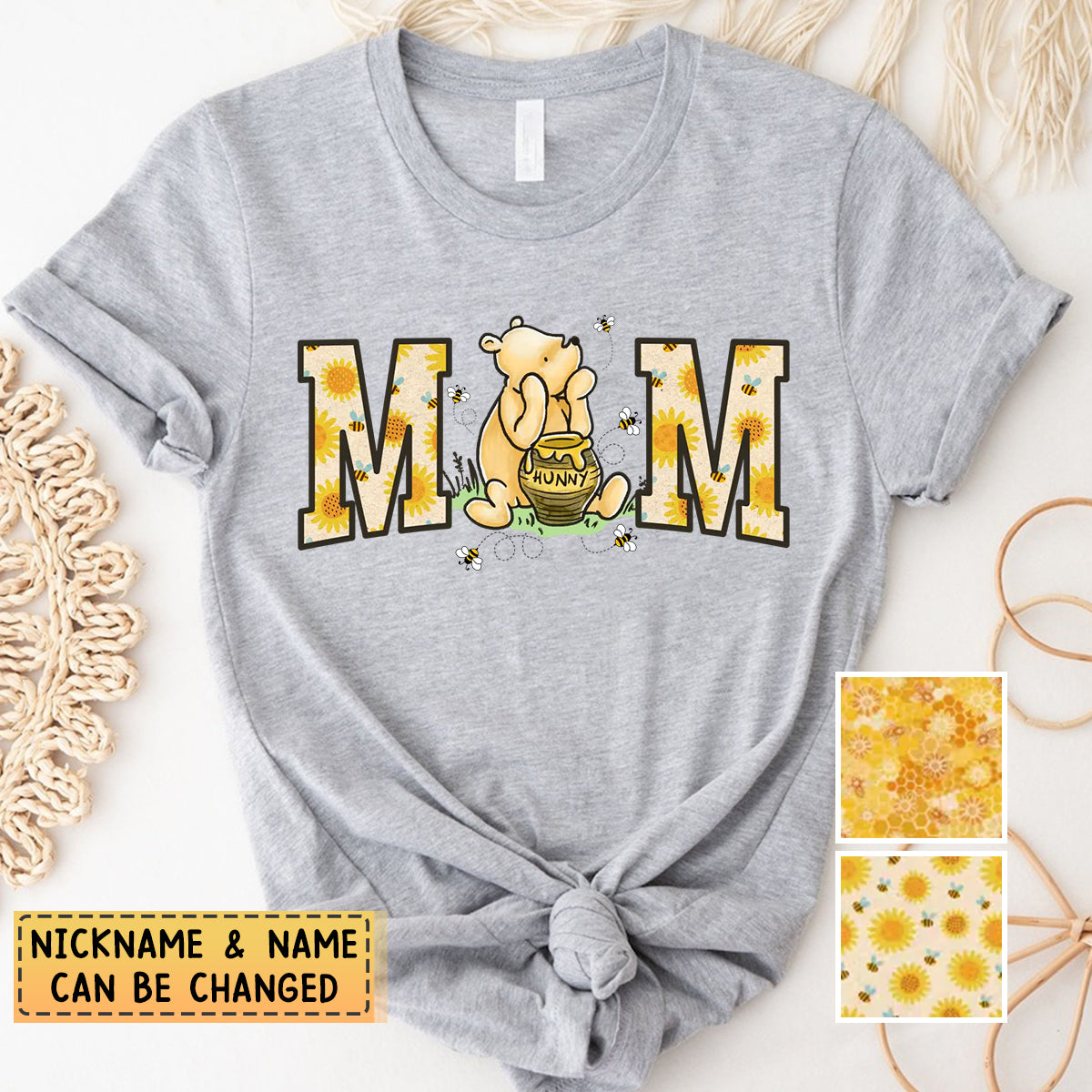 Personalized Honey flower Pure Cotton T-shirt Gift For Grandma, Mom