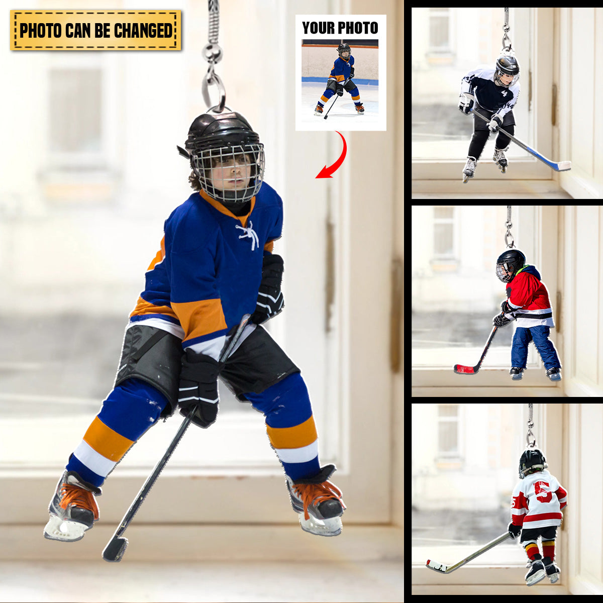 Ice Hockey player Ornaments Custom Photo Personalized Acrylic Ornament For Ice Hockey Lovers