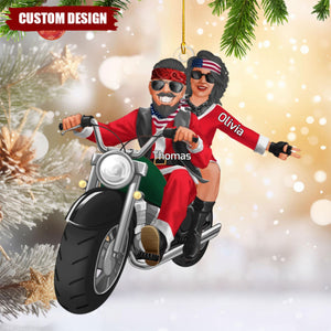 Gift For Couple - Personalized Christmas Ornament Motorbike Couple