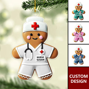 Bread Nurse Custom Name Ornament, Christmas Gift For Nurses