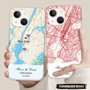 Engagement Phone Case - Custom Map Perfect Gift For Couple