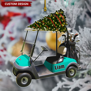 Riding Golf Cart Personalized Christmas Ornament - Gifts For Golfer