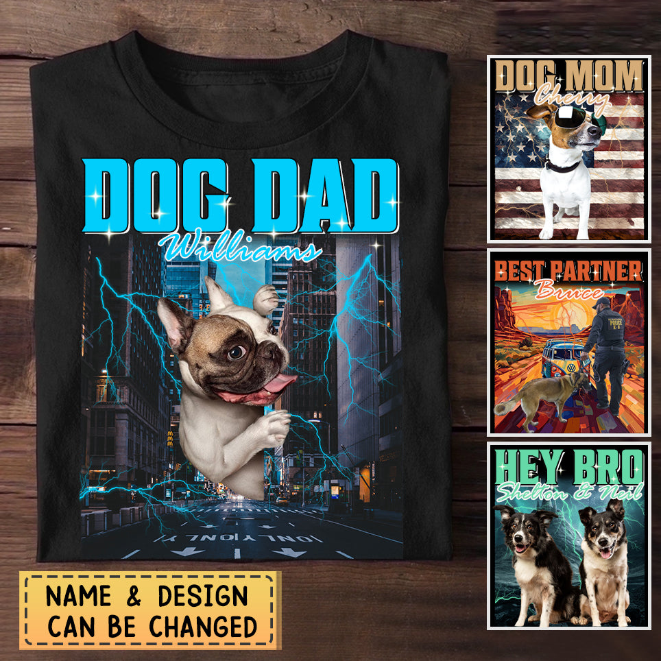 Custom Photo Retro Vintage Dog Portrait Shirt