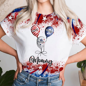 4th July Grandma Mom Little Balloon Kids American Flag Pattern Personalized 3D T-shirt