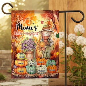 Grandma, Mom Little Pumpkins Scarecrow With Pumpkins Personalized Flag