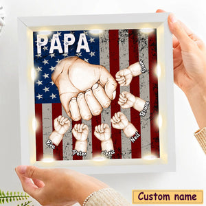 Personalized Light Shadow Box-Grandpa/Dad And Kid Fist Bump