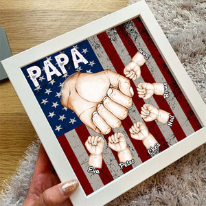 Personalized Light Shadow Box-Grandpa/Dad And Kid Fist Bump