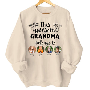 This Awesome Grandma Belongs To - Personalized Photo Sweatshirt - Gift for Grandma,Mom,Wife