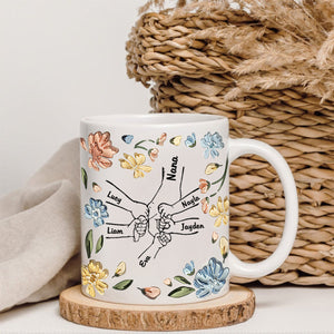 Personalized Hand In Hand Mug Gift For Mom, Grandma