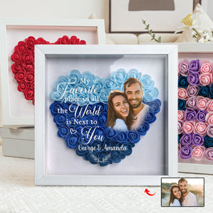 Personalized My Favorite Place In All The World Is Next To You Flower Shadow Box