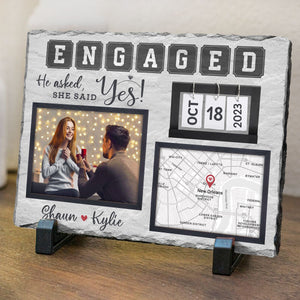 Personalized Engagement Gift For Couple He Asked She Said Yes Photo Slate