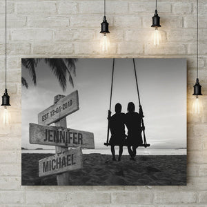 Personalized Couple Swing Names Canvas Poster