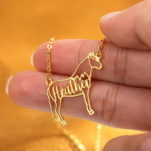 Personalized Horse Silhouette Necklace with Name Gift for Horse Lovers