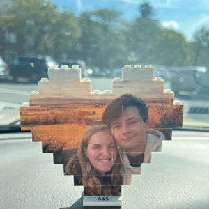 Personalized Heart Shape Custom Photo Couples Brick Puzzle