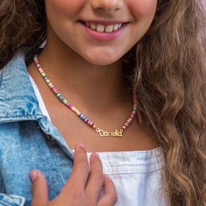 Personalized Kids Name Necklace with Rainbow chain