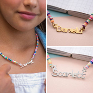 Personalized Kids Name Necklace with Rainbow chain