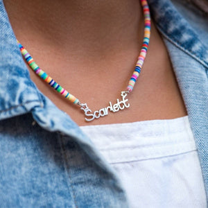 Personalized Kids Name Necklace with Rainbow chain